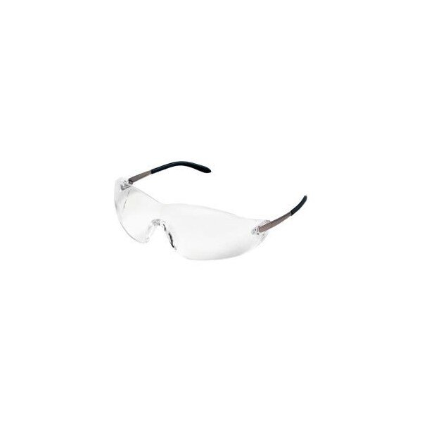 MCR Safety, Blackjack Wraparound Safety Glasses, Chrome Plastic Frame, Clear Lens, Ors Nasco, Mfr#: S2110